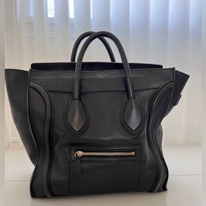 Celine black leather shoulder bag